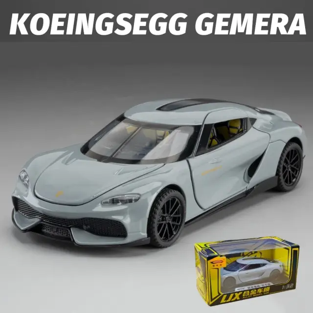 Miniatura Diecast de Carro Gemera GT: Liga de Corrida com Som e Luz - Presente Perfeito para Crianças!