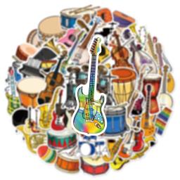 Adesivos vintage para crianças, instrumento musical, violino, scrapbook, mala, guitarra, telefone, suprimentos, 50pcs - Image 3