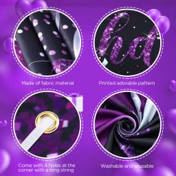 Banner de aniversário para mulheres e homens, grande roxo e preto, fundo de festa temática, banner de feliz aniversário - Image 6