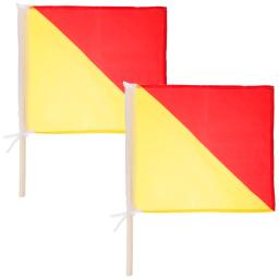 Bandeira vermelha e amarela para treinamento de desempenho, acenando sinal, equipamento de arbitragem, jogo, mão, corrida, partida comandante, 2 pcs - Image 5