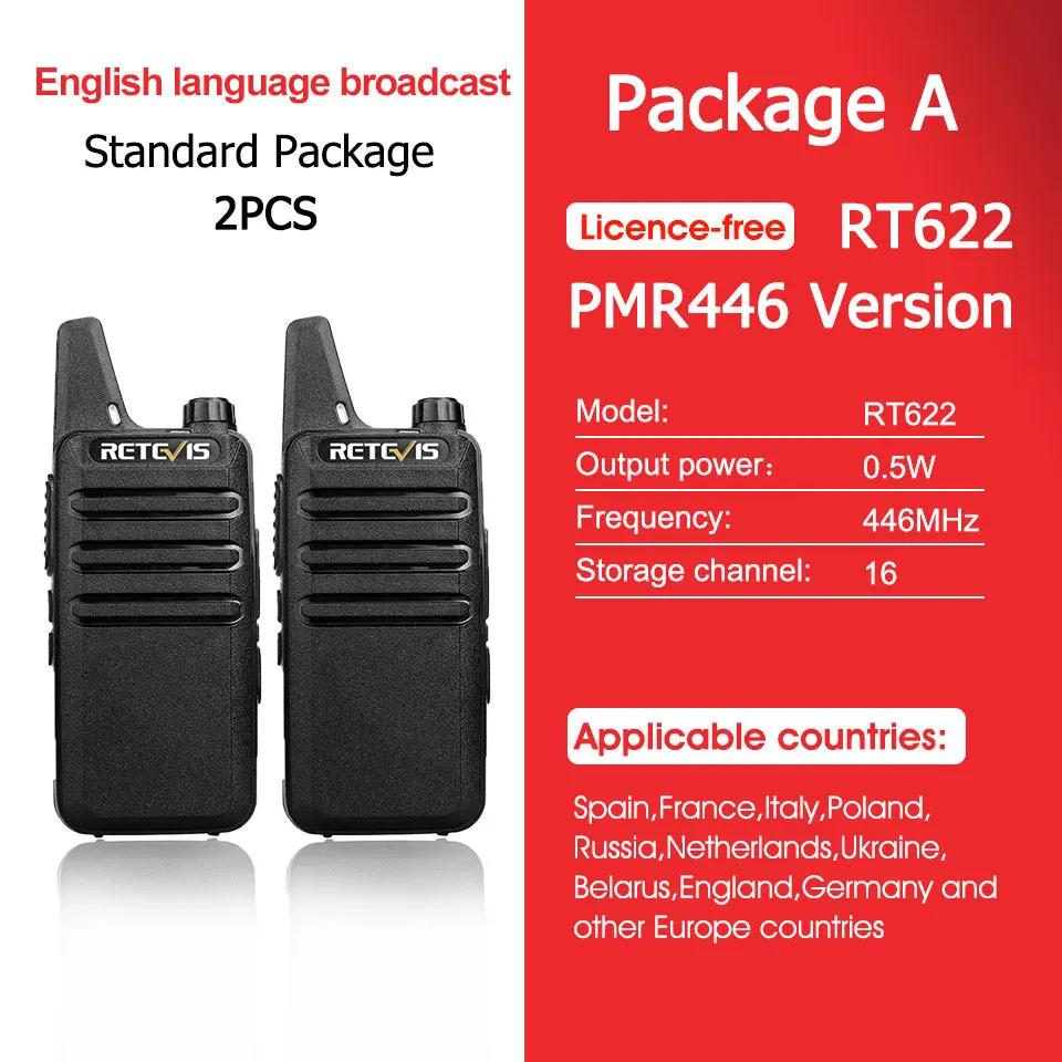 RETEVIS RT622 Walkie Talkie Mini 2 pcs PMR 446 Rádio bidirecional portátil ht PTT Walkie-talkies Rádio de comunicação para restaurante - Image 1