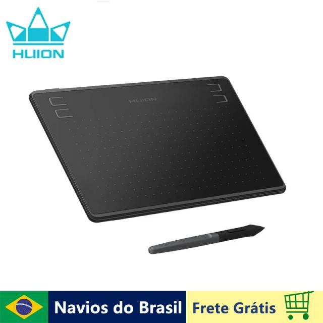 Mesa Digitalizadora Huion HS64 4x6" Profissional para Desenho Gráfico com Caneta Stylus Sem Bateria - Compatível com PC, Android, Windows e macOS, Barata e com Frete Grátis