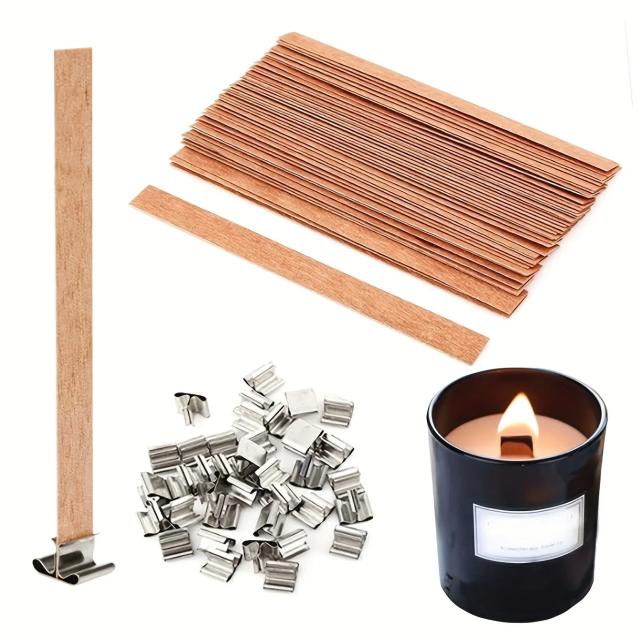 Pavios de Madeira para Vela de Cera de Palma - Suprimentos DIY para Decoração de Casa, 20 Peças
