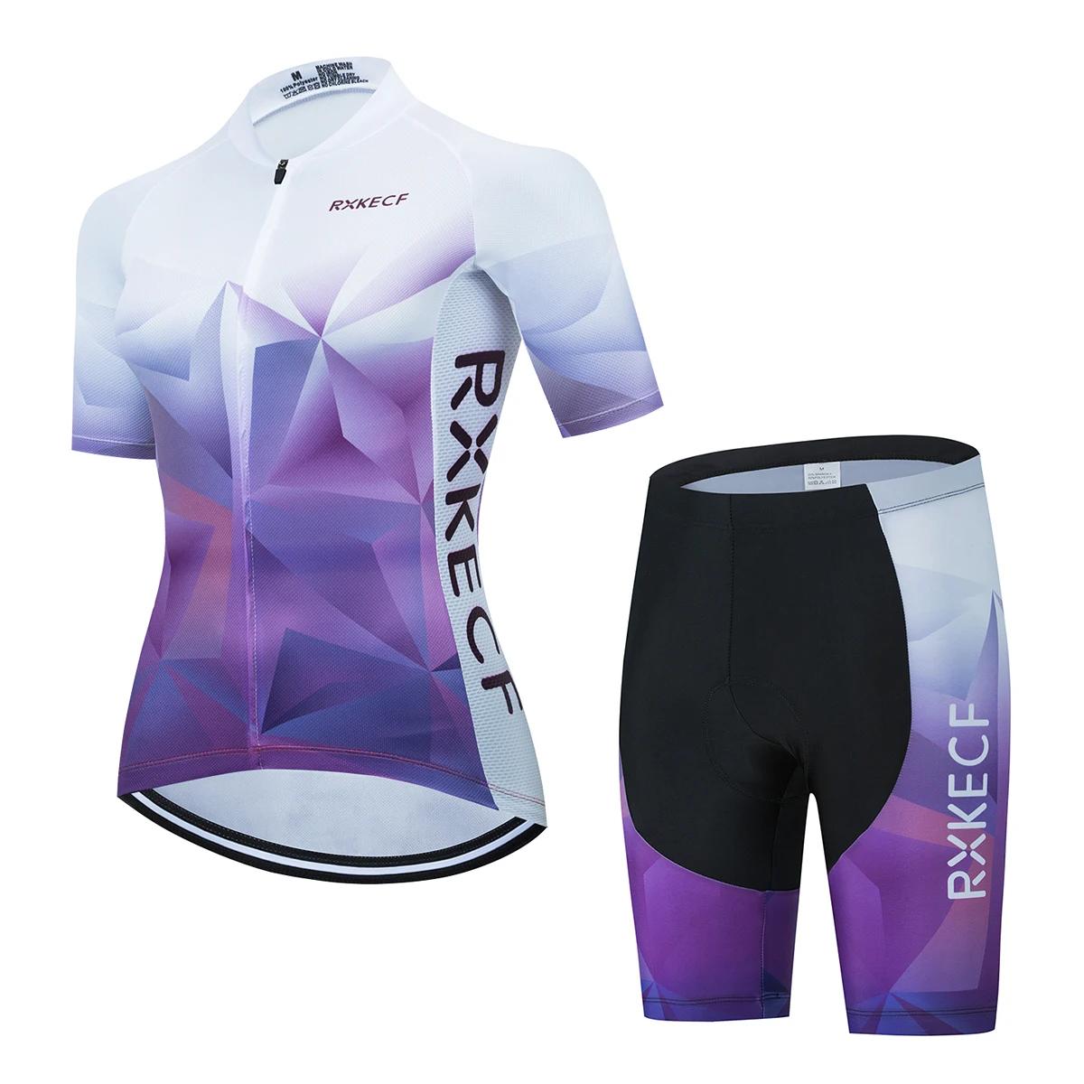 RXKECF-Conjunto de Jersey Ciclismo Manga Curta Feminina, Roupa Esportiva, Kit Vestuário Bicicleta, MTB Maillot, Roupa de Bicicleta Ciclista, 2023 - Image 1