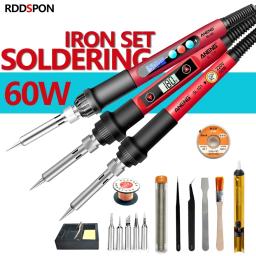 Kit Ferro De Solda Elétrico Com Temperatura Ajustável, Solda Solda, Estação De Retrabalho, Lápis De Calor, Ferramentas De Reparação, 60W, 220V, 110V - Image 1