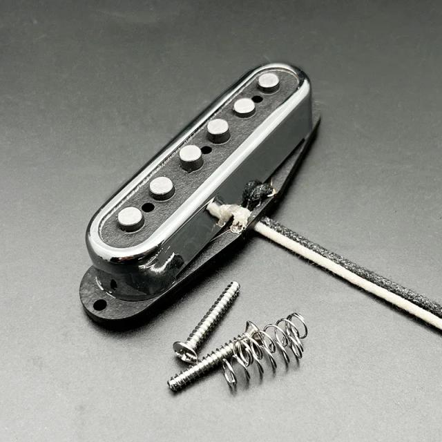 Captador de Guitarra Elétrica Alnico ST em Estilo 5 Escalonado com Tampa de Latão Aberta e Bobina de Fibra - Cromo Vintage