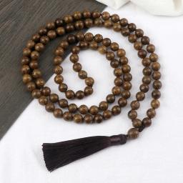 6 8 10mm vintage 108 mala contas colar original de madeira grânulo masculino borla yoga meditação colares feminino oração budista jóias - Image 2