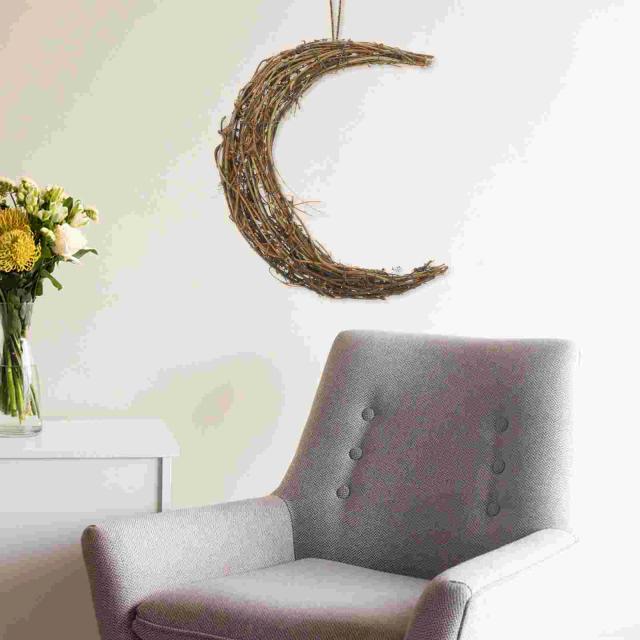 Coroa de Vime Lunar - Guirlanda de Videira para Artesanato DIY em Casamentos e Natal