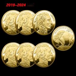 Moedas comemorativas nativas americanas, búfalo indiano americano dourado, medalha de vários anos, 2019-2024 - Image 1