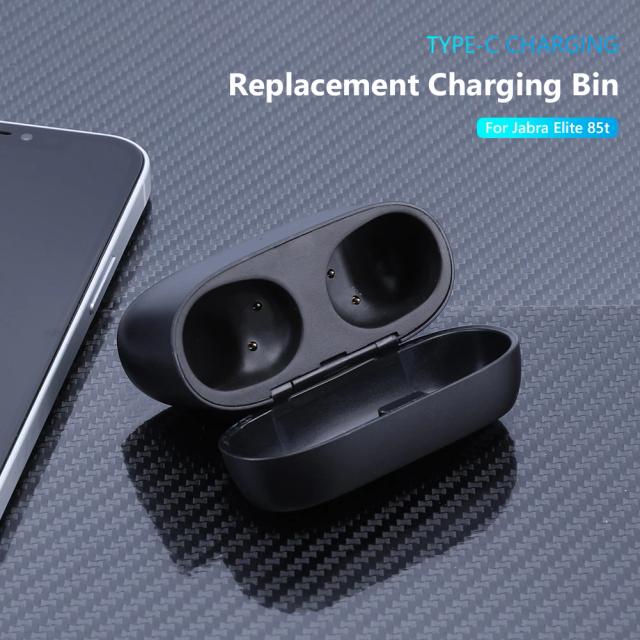 Caixa de Carregamento Compacta para Jabra Elite 85t com Conector Tipo C e Indicador LED, Bateria de 700mAh e Acessórios Inclusos