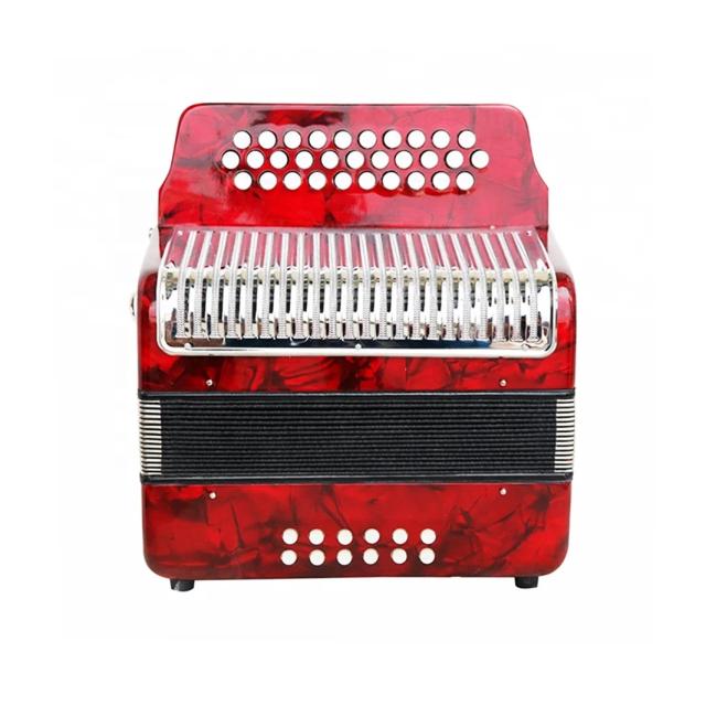 Acordeão Profissional SEASOUND JB3112C com 12 Baixos e 31 Botões - Versatilidade Multi-Estilo com Design Vermelho