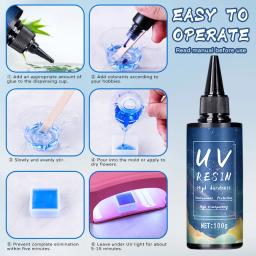 Cola de resina UV para jóias DIY, resina epóxi e lâmpada UV, alta transparência, secagem rápida, alta dureza, 20g, 50g, 100g, 250g, 1000g - Image 2