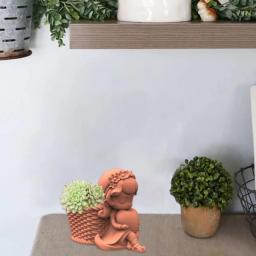 Diy vaso flores molde menina forma diy vaso molde fácil usar diy moldes argila para artesanato concreto e resina - Image 3