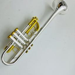 Brass Plated Trompete com Boquilha Case, Real Pictures C Tune, prata laca, instrumento musical profissional, frete grátis - Image 5