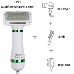 Pet cabelo secador 2 com escova Slicker, profissional Home Grooming, peludo de secagem, cão portátil ventilador, gato - Image 1