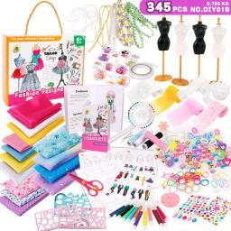 Kit bordado para meninas, Kit de costura reutilizável básico DIY, Criatividade Artes, Aprendizagem Artesanato, Design de Moda, 345pcs - Image 1