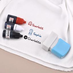 Tinta impermeável especial para roupas, Crianças Name Stamp Printing on Clothing, Wash Not Fade Ink, Têxtil, 3Pcs Set - Image 2