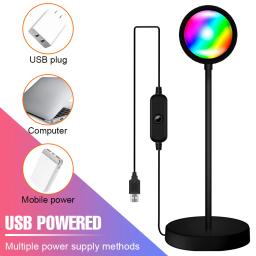 LED RGB Sunset Night Light, Luz do anel, Lâmpada de cor, USB Rainbow, Decoração de mesa, Iluminação doméstica - Image 2