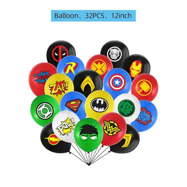 Kit Completo de Festa de Aniversário dos Vingadores para Crianças: Copos, Guardanapos, Pratos, Talheres, Balões e Decoração