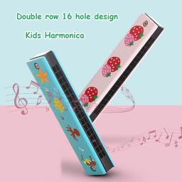 Harmonica cromática de madeira para crianças, 16 buracos, instrumento de sopro musical, mini desenhos animados, tom C, blues, brinquedos para crianças - Image 4
