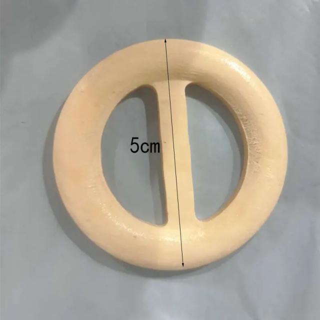 Guarnição Redonda de Madeira para Cintos - Fivela e Anel Artesanal para Acessórios Infantis DIY 50-80mm