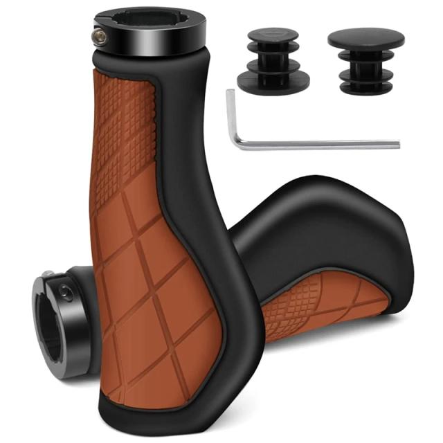 Punhos Ergonômicos Antiderrapantes para Bicicleta de Guidão de Borracha 22.2mm na Cor Cinza para E-Bike