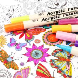 Ponta dupla tinta acrílica marcadores, pincel de caneta e ponta fina, marcadores de arte suprimentos para Rock, 12-36 cores - Image 2