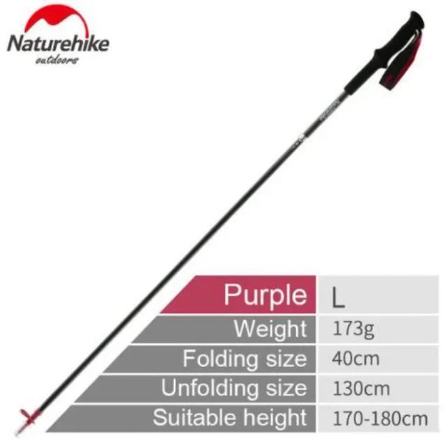 Bastão de Caminhada Carbono Naturehike Ultraleve Dobrável em 4 Seções NH18D020-Z