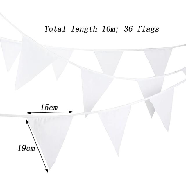 Decoração Elegante para Casamentos e Eventos: Banners de Algodão Branco e Bandeiras Pendentes para Festas de Aniversário