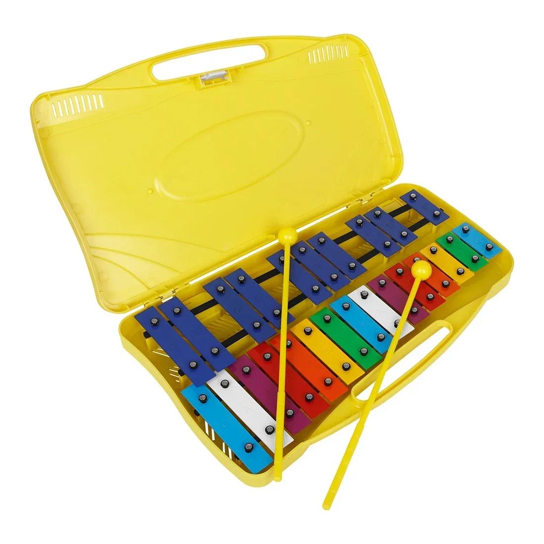 25 nota xilofone placa de alumínio piano com mão bater abs maleta percussão ritmo crianças música iluminação brinquedos - Image 1