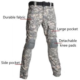 Ternos táticos de paintball, roupas de trabalho, uniforme com vários bolsos, camisas de combate camufladas, calças cargo com capuz, joelheiras, roupas de caça - Image 6