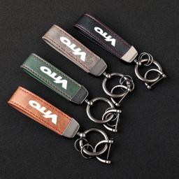 Cordão de couro de luxo chaveiro carro chaveiro jóias para amg vito acessórios do carro com logotipo - Image 1