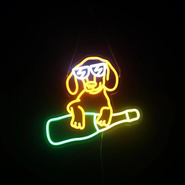 Letreiro Neon Bassê para Decoração de Quarto Infantil, Jogos, Animais de Estimação, Bares e Presentes de Natal e Aniversário para Amantes de Cachorros