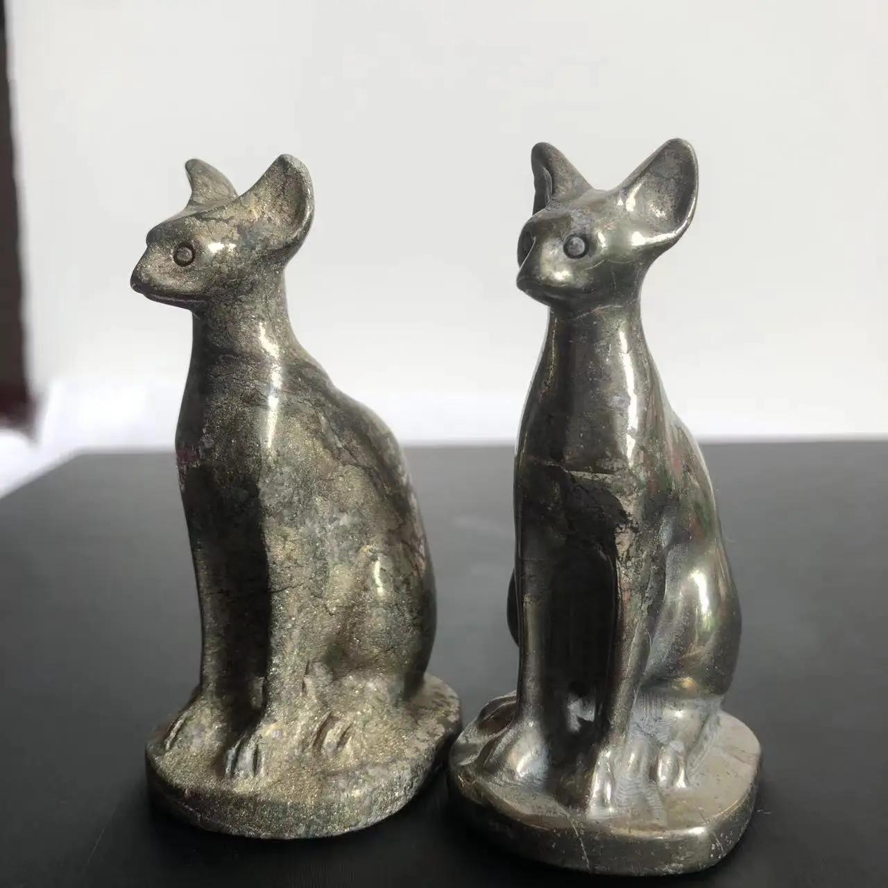 Estátua do gato egípcio da pirâmide, cristal natural, presente esculpido do gato, ornamento pequeno, decoração Home, atacado, 7,5 cm - Image 1