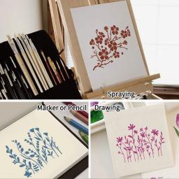 8/16/30 pçs estênceis para pintura de tela em madeira reutilizável estêncil arte modelo diy folhas florais desenho modelos estênceis - Image 3