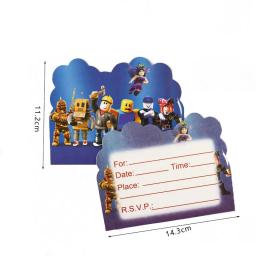 Roblox Cartões De Convite Para Crianças, Decoração De Festa De Aniversário, Tipo De Página Única, Cartões De Papel De Evento, Favores De Meninos, Decoração De Festa, 10PCs - Image 1