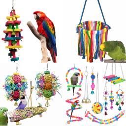 Pequeno Papagaio Pendurado Rede, Conjunto De Brinquedos De Pássaro, Balanço, Balanço, Mastigação, Treinamento, Gaiola, Sino, Poleiro, Escada, 15 Estilos - Image 1