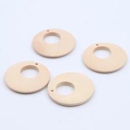 Contas de Madeira Natural para Fazer Jóias, Anéis Redondos Pingentes, Brincos e Colares, Acessórios DIY, 40mm, 20PCs - Image 4