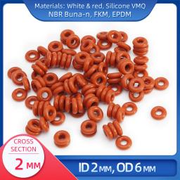 O anel cs 2 mm id 2 mm od 6 mm material com silicone vmq nbr fkm epdm oring seal gaske - Image 1