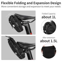 Oeste Biking-Mini bicicleta Saddle Bag, portátil, impermeável, reflexivo, MTB, Estrada, Armazenamento, Luz Troneira, Acessórios de ciclismo - Image 5