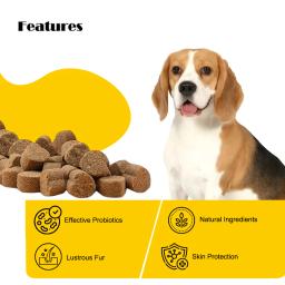 Pet probiótico macio mastiga suplemento para cães, Promover a pele saudável e casaco, Enxaqueca derramamento e aliviar a coceira, Suplemento nutricional - Image 2