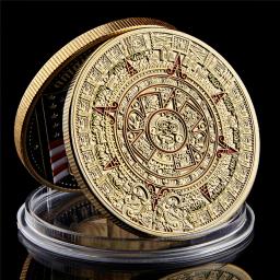 Moedas De Ouro Colecionáveis, Arte Profecia Cultura, México Calendário Maia Asteca, 1.57 "* 0.12" - Image 1