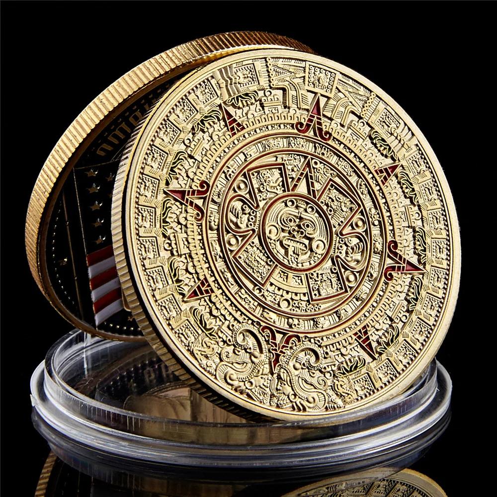 Moedas De Ouro Colecionáveis, Arte Profecia Cultura, México Calendário Maia Asteca, 1.57 "* 0.12" - Image 1