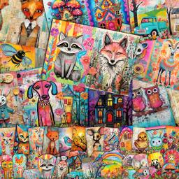 Fantasia animal Efêmera DIY Set, Perfeito para Jornal Suprimentos, Artes Artesanato, Scrapbooking Suprimentos, 12 papéis + 44 adesivos, 56 Pcs - Image 1