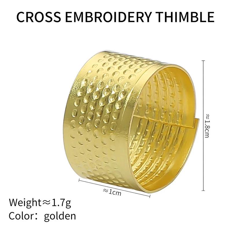 Dedal ajustável para bordado acolchoado, protetor de dedo dourado e prateado, anéis artesanais de cobre, ferramentas de costura DIY - Image 1
