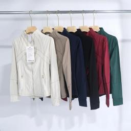 Primavera verão ouro zíper jaqueta de fitness novo yoga wear leve correndo casacos esportivos elegante modelo fino - Image 3