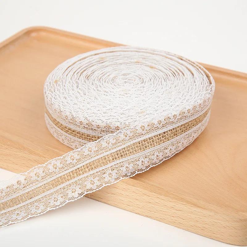 Fita de juta para decoração, fita de serapilheira de juta com renda, 25mm para festa de natal, artesanato vintage, rústico, casamento, presente de decoração - Image 1