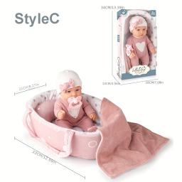 Conjunto de boneca bebê de 12 ''/30 cm em caixa de presente com acessórios chupeta rosa, brinquedo de boneca reborn de vinil, presente de Natal para menina menino criança - Image 2