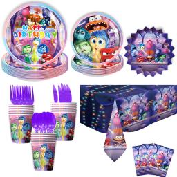 Disney Theme Party Decoração Supplies Set for Children, Inside Out 2 Balões de Aniversário, Copos De Papel, Pratos, Guardanapos, Kit Deco - Image 4