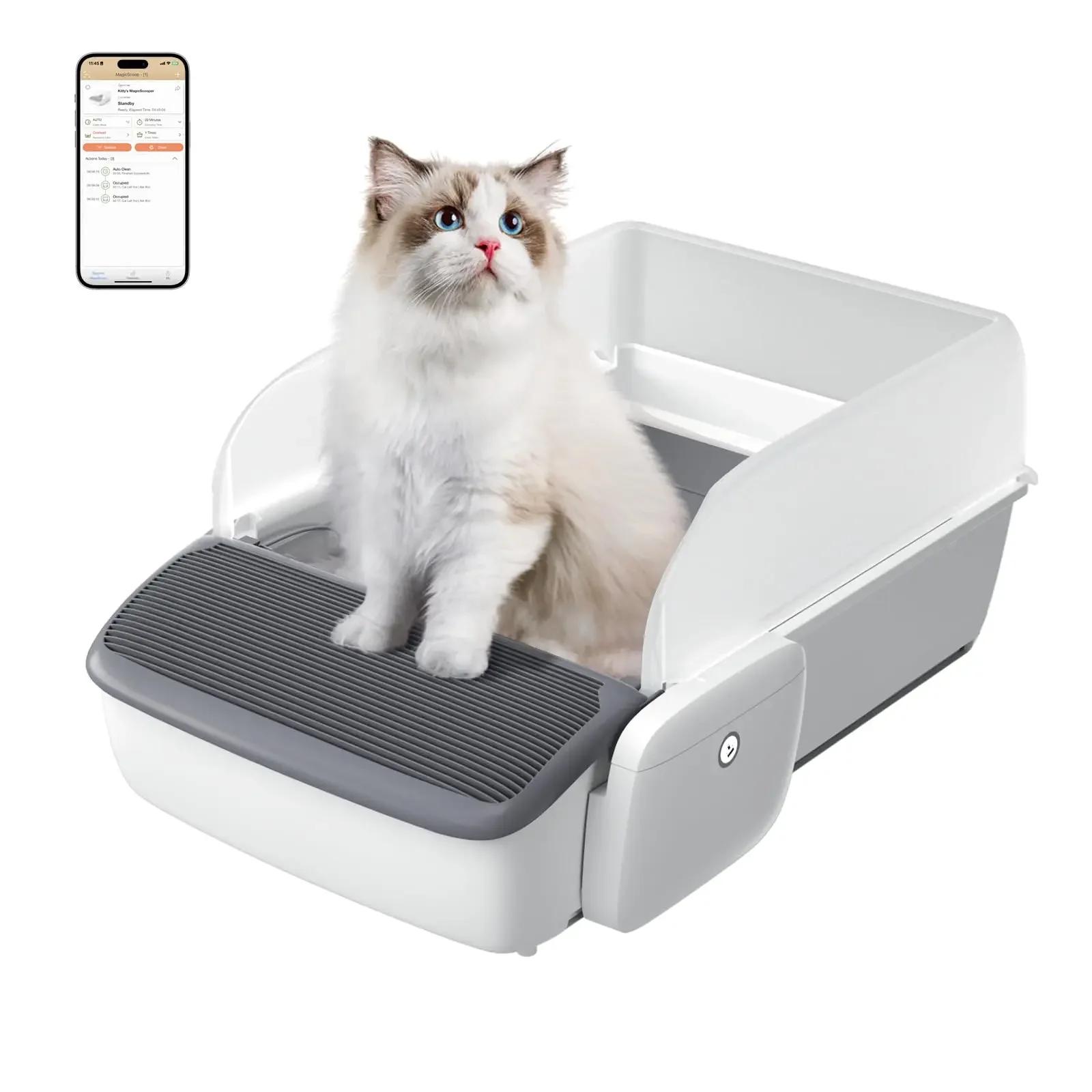Caixa automática para gatos, caixa de areia com controle inteligente de aplicativos, 7L, extra grande, remoção de odores, fezes antiaderentes - Image 1